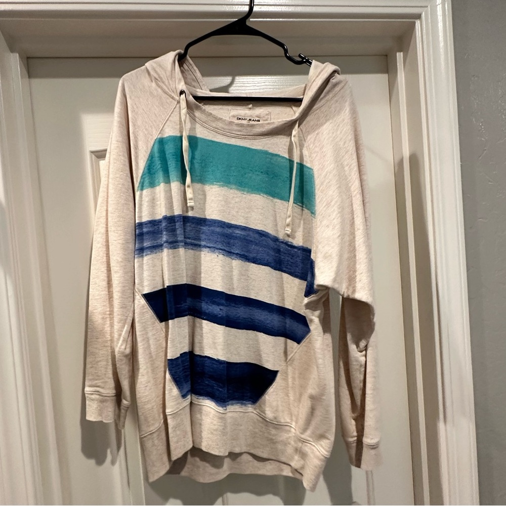 DKNY Cream Hooded Sweatshirt- BNWOT- size large